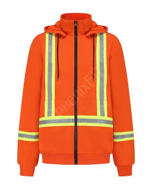 fleece resin zip front detachable hoodie