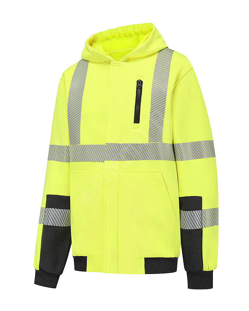 fr reflective hooded zippered sweatshirt