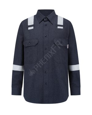 rip stop fr reflective button down shirt