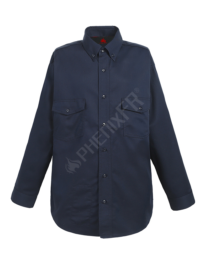 navy fr vented back work shirt