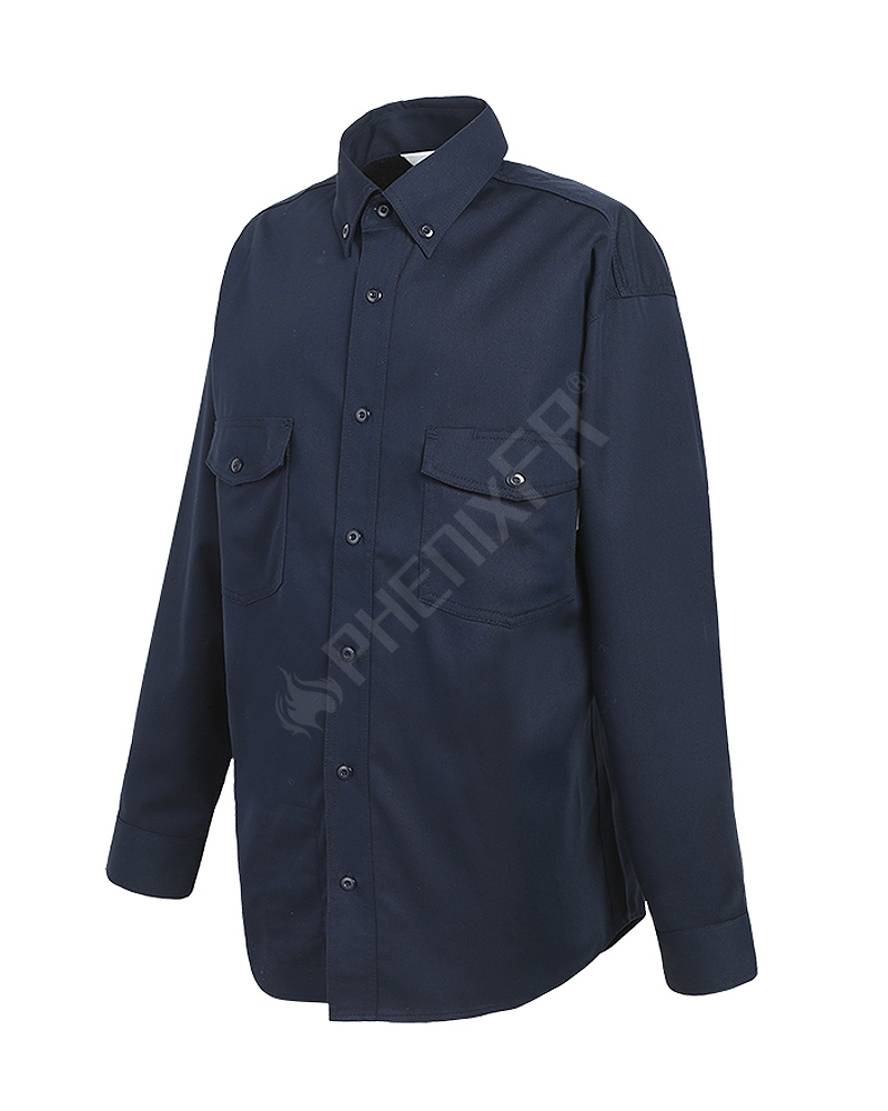 navy fr vented back work shirt