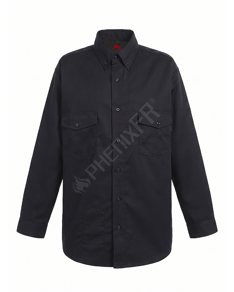 navy fr vented back work shirt